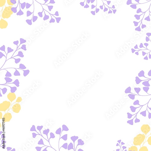 Beautiful tropical frame with flowers and leaves. Jungle. Summer floral backg...