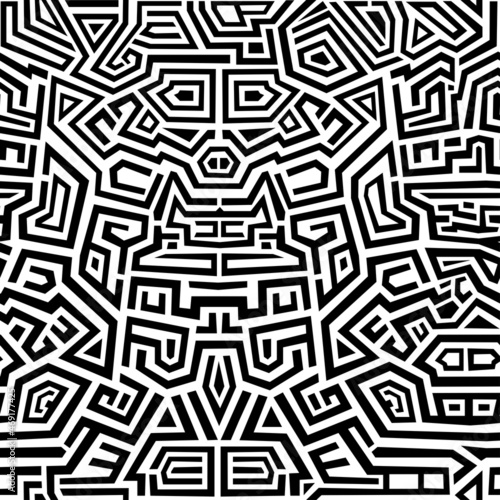 Vector graphics abstract geometric pattern of the maze. Seamless pattern in ethnic style.
