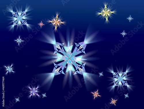 Snowflake with rays of light