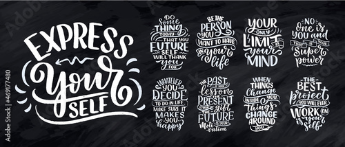 Set with lettering slogans ...