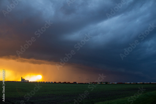 Orange Sunset in Manitoba, Canada