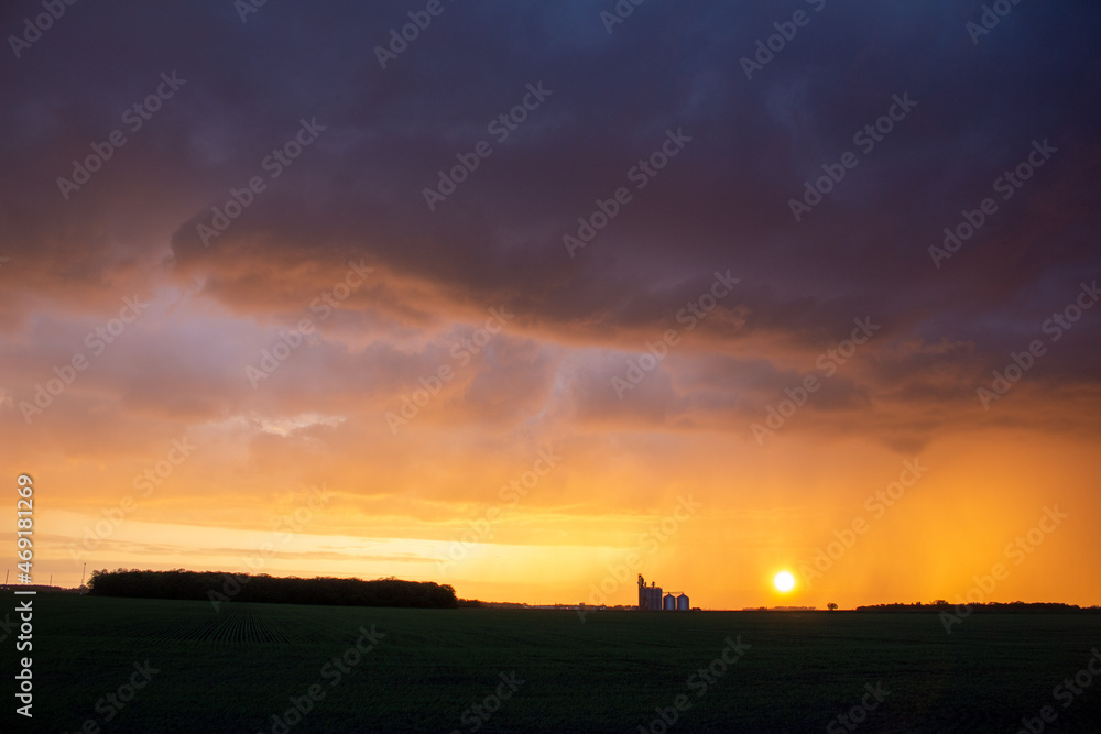 Orange Sunset in Manitoba, Canada