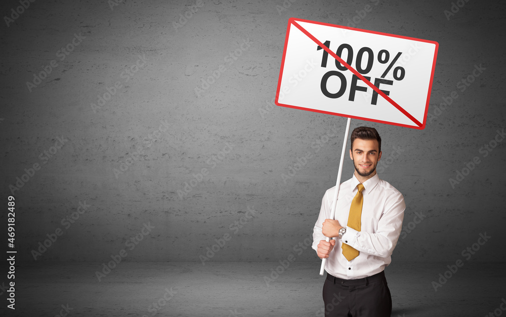 business person holding a traffic sign concept business person holding a traffic sign concept