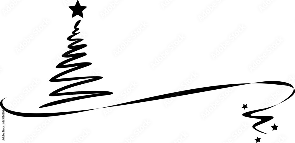 Christmas Tree Drawing Silhouette Vector Christmas Tree Drawing Silhouette Vector