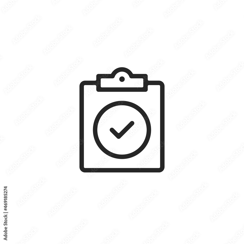 Vector clipboard and check mark icon. Premium quality graphic design element. Modern sign, linear pictogram, outline symbol, simple thin line icon Vector clipboard and check mark icon. Premium quality graphic design element. Modern sign, linear pictogram, outline symbol, simple thin line icon