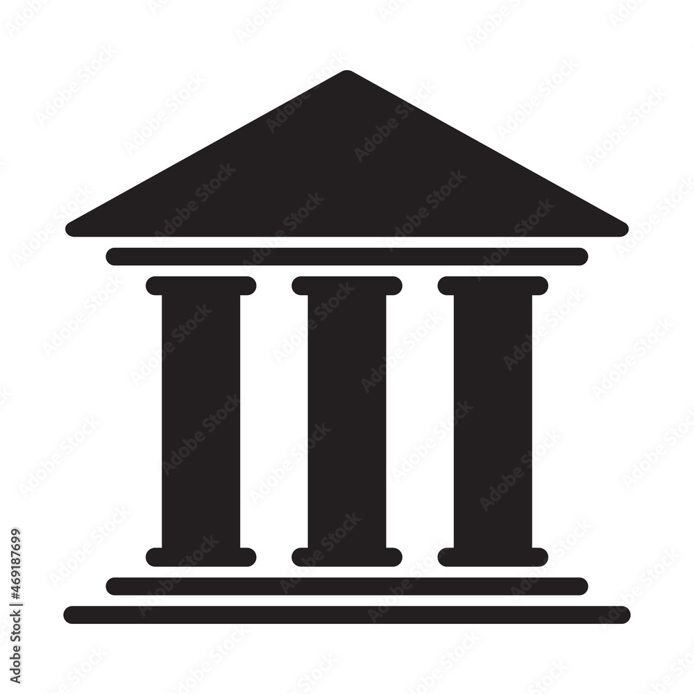 Bank or court building icon. Icon isolated in Simple style on white background. Bank or court building icon. Icon isolated in Simple style on white background.