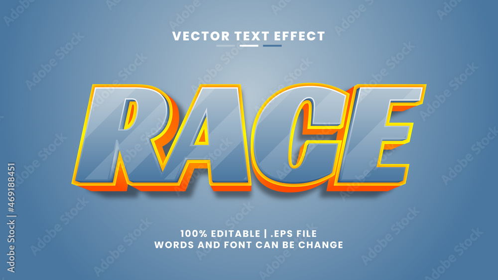 Obraz premium Race 3d editable text effect in cartoon and game text style