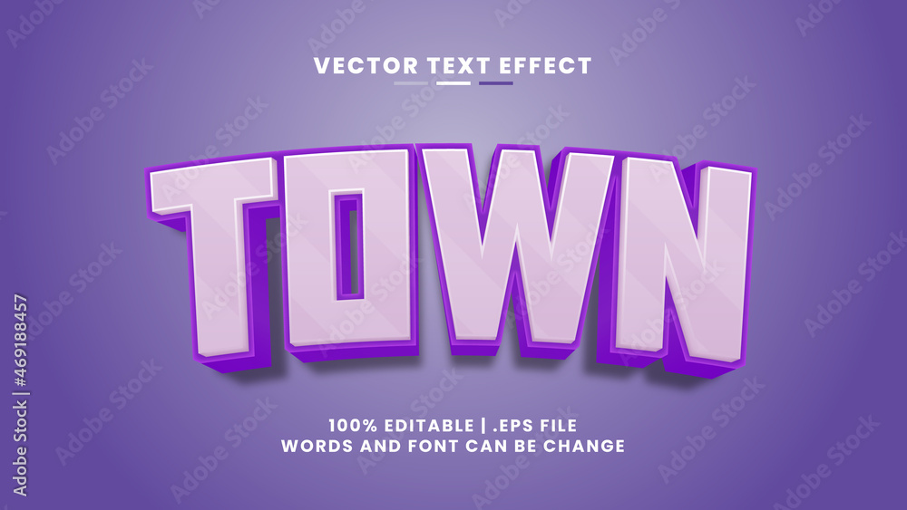 Town 3d editable text effect in cartoon and game text style