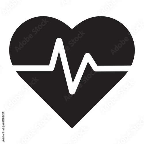 Heart pulse and cardiogram icon in simple style on white background isolated