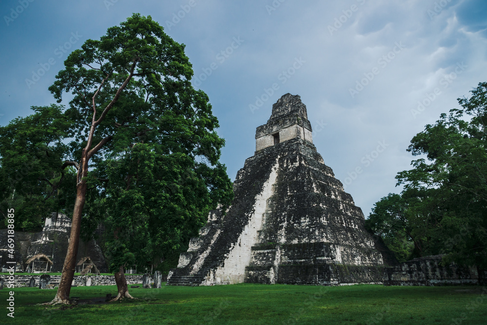 The Maya pyramid 'Temple of the great jaguar' at the archaeological site of Tikal, Peten, Guatemala