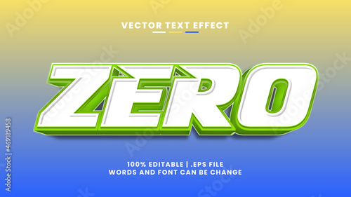 Zero 3d editable text effect in cartoon and game text style