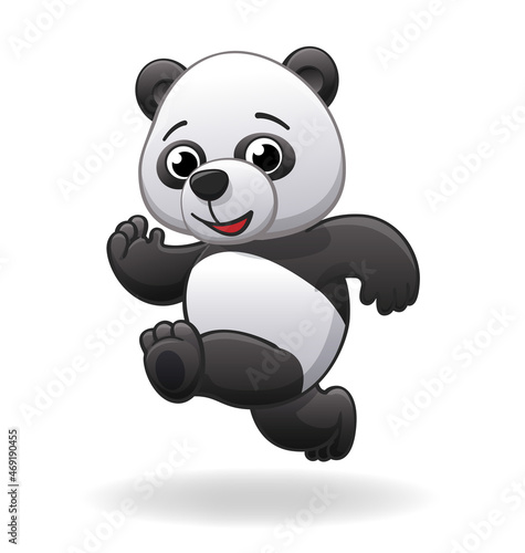 cute smiling happy panda running