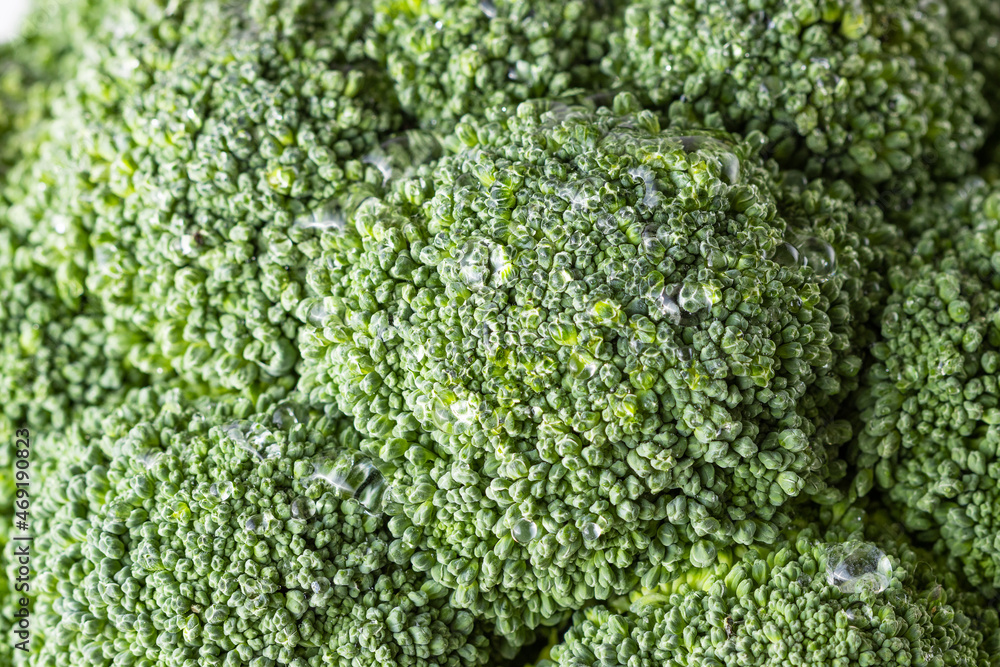 Macro photography of broccoli, green broccoli inflorescences close-up Macro photography of broccoli, green broccoli inflorescences close-up