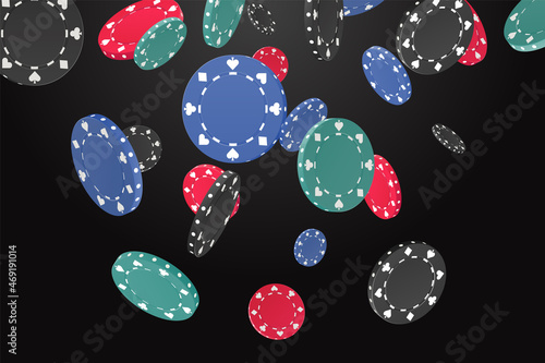 Gambling game, casino 3d golden chips. VIP poker chips