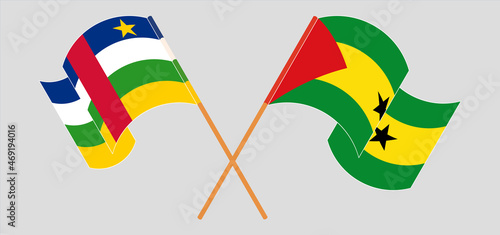 Crossed and waving flags of Central African Republic and Sao Tome and Principe