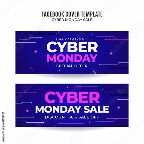 cyber monday horizontal banner design template Premium Vector for facebook cover, web banner and flyer