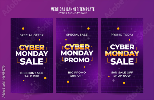 cyber monday vertical banner design template Premium Vector for social media post, web banner and flyer