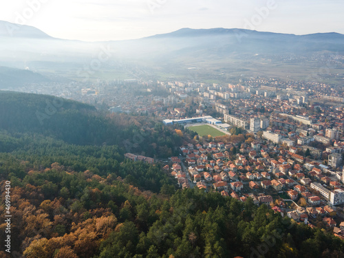 Aerial sunset view of town of Kyustendil, Bulgaria photo