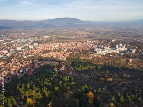 Aerial sunset view of town of Kyustendil, Bulgaria © Stoyan Haytov