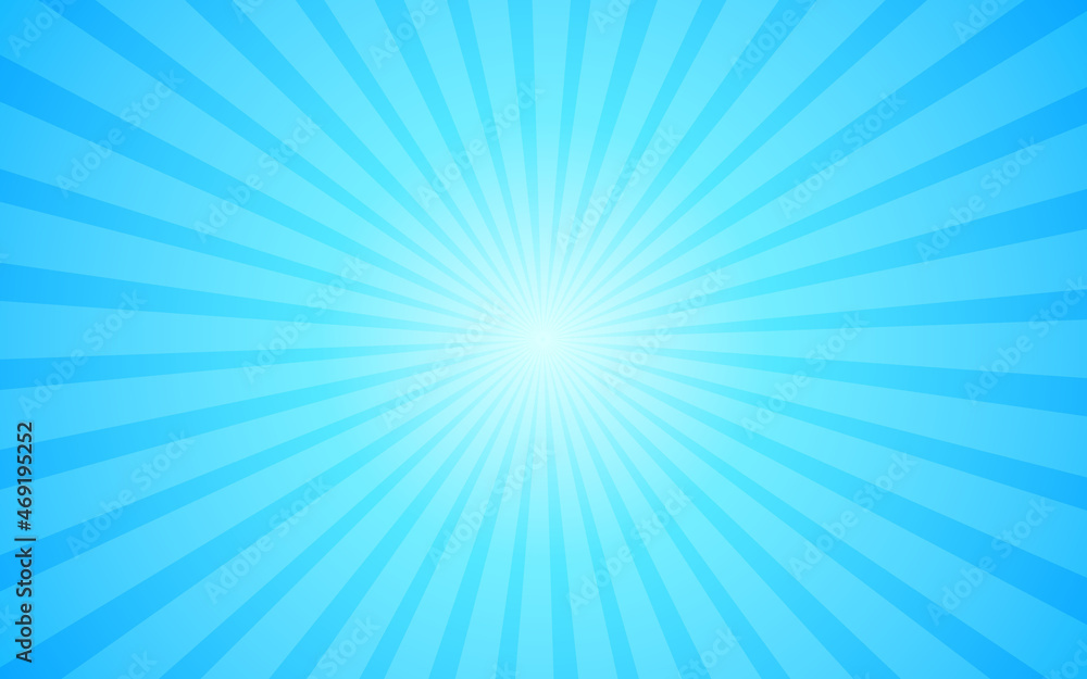 Abstract blue background vector. Modern pop art banner with sun rays Abstract blue background vector. Modern pop art banner with sun rays