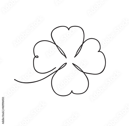 Saint patrick clover leaf, Continuous line art