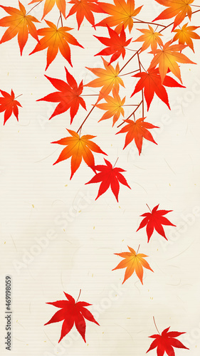 紅葉、もみじ、秋の風景、和紙