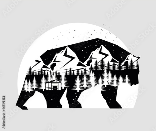 bear animal double exposure