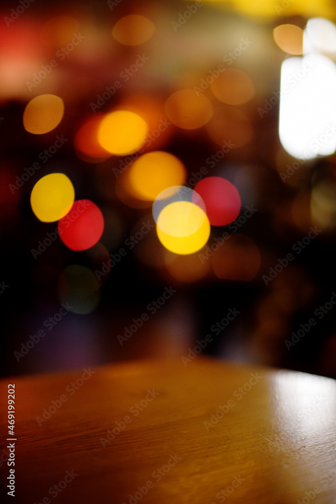 Bokeh bar  background, blurred multicolored lights.