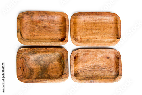 four wooden rectangular eco-friendly bowls