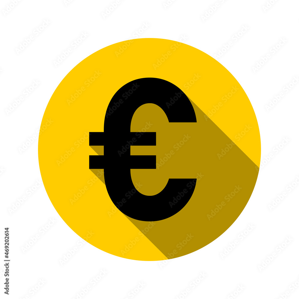 Euro European Currency Money Sign in a Circle Icon with 3D Shadow Effect. Vector Image. Euro European Currency Money Sign in a Circle Icon with 3D Shadow Effect. Vector Image.