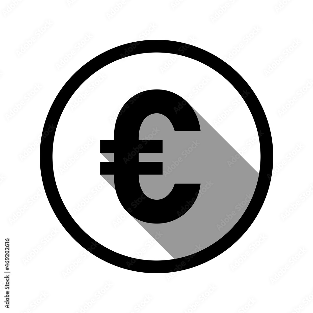 Euro European Currency Money Sign in a Circle Icon with 3D Shadow Effect. Vector Image. Euro European Currency Money Sign in a Circle Icon with 3D Shadow Effect. Vector Image.