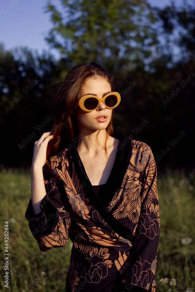 fashionable woman in sunglasses outdoors summer glamor fashionable woman in sunglasses outdoors summer glamor