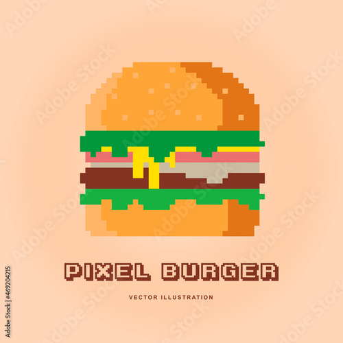 Pixel burger creative design icon vector illustration
