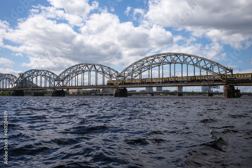 Railway bridge over Daugava River in Riga Latvia