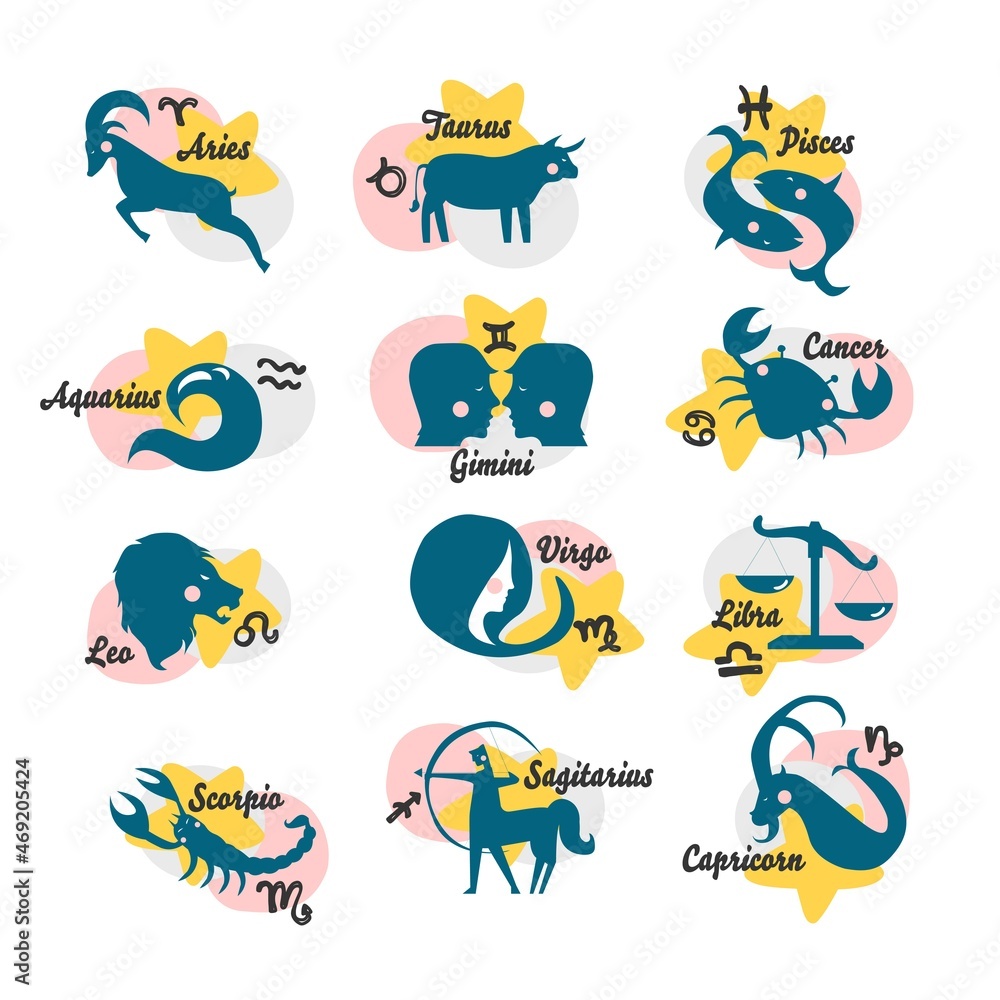 Twelve Horoscope icon set vector illustration 