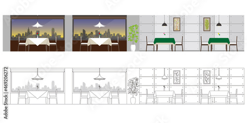 飲食店のベクターイラスト. レストランのイラスト.