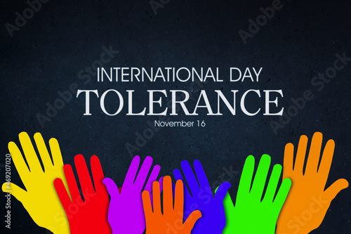 International day for tolerance with colorful hand photo