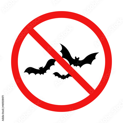 No Bats Sign on White Background