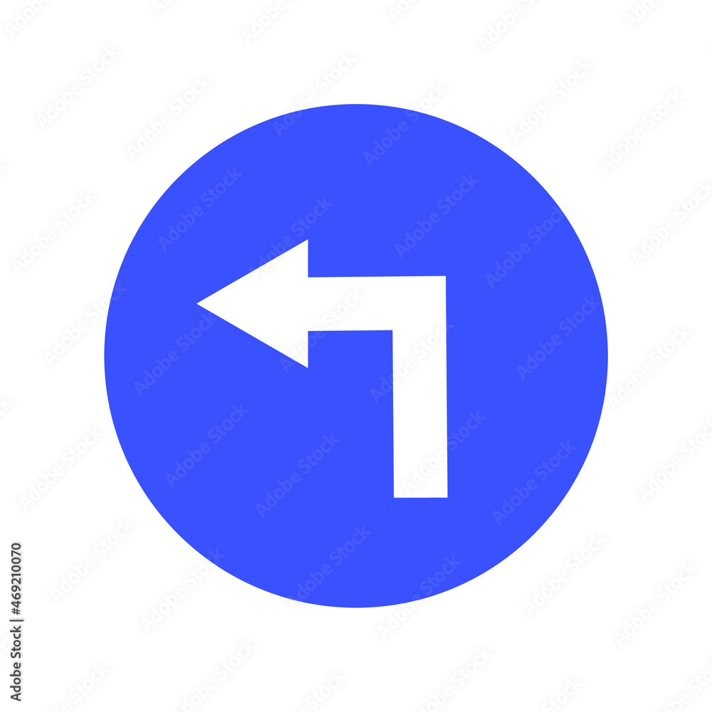 vector turn left ahead with white background vector turn left ahead with white background