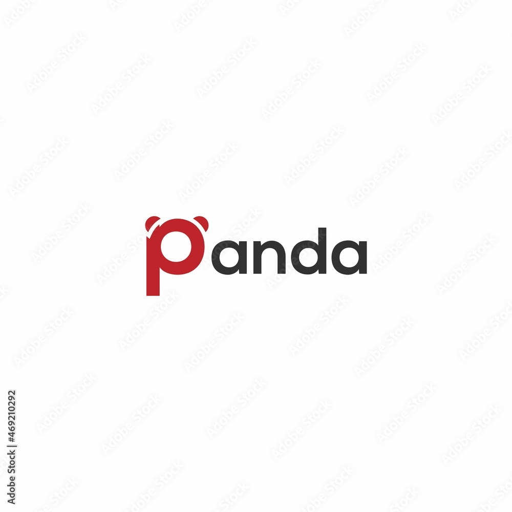 P letter for panda vector logo template P letter for panda vector logo template