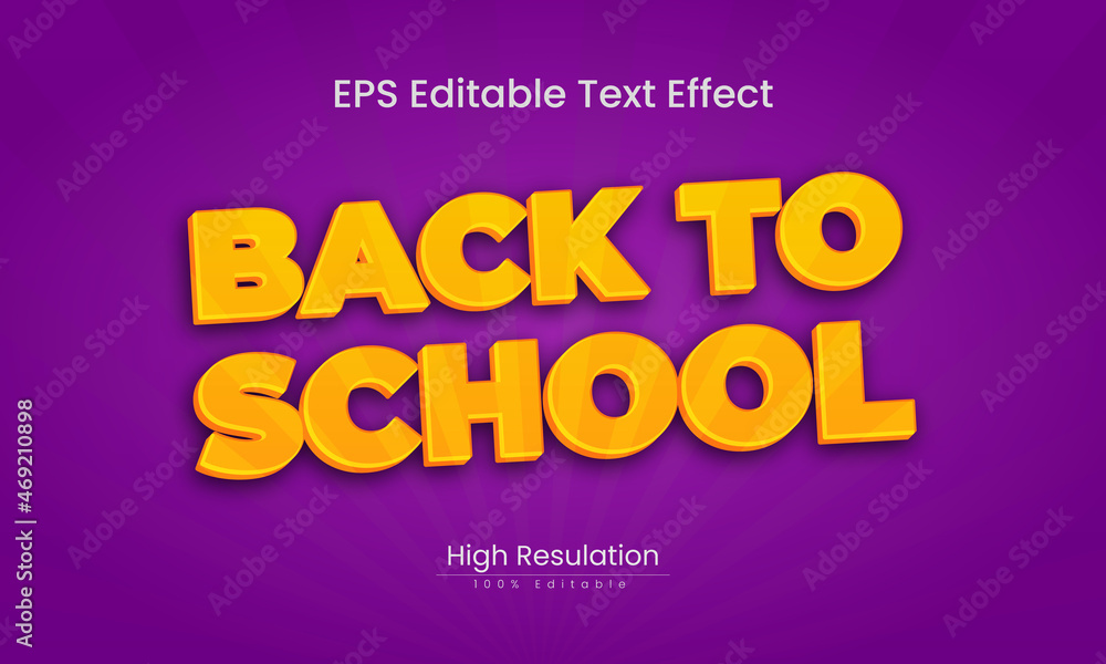 Back to school 3d text effect vector design 