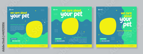 pet care banner social media pack template premium