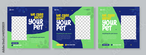 pet care banner social media pack template premium