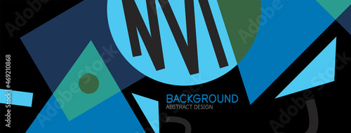 Abstract background. Blocks, lines, triangles, circles composition. Techno or business concept for wallpaper, banner, background, landing page