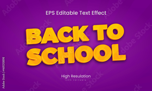 Back to school 3d text effect vector design 