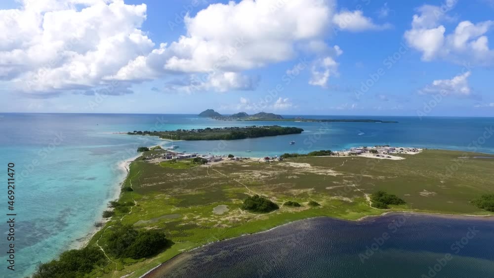 Aerial View Of rural Pirata Cay Island Of The Tropical Archipelago Los Roques. Close up Amazing Seascape Aerial View Of rural Pirata Cay Island Of The Tropical Archipelago Los Roques. Close up Amazing Seascape