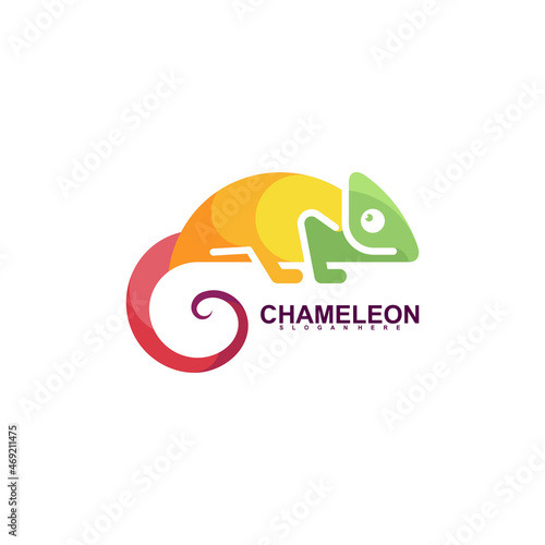 Chameleon logo vector illustration concept with unique shapes and full colors design. Creative design premium
