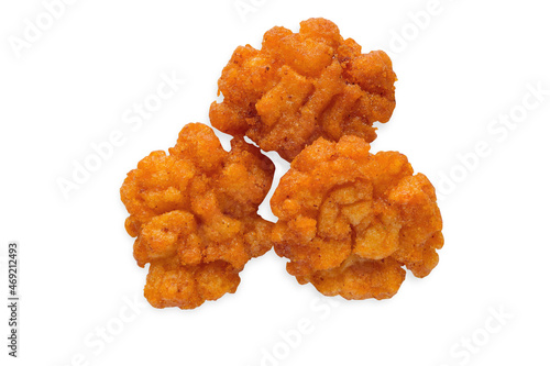 Closed up texture of Japanese Rice Crackers isolated on white background with clipping path. Traditional Japanese rice crackers,senbei