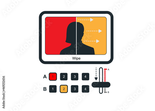 Title	
video switcher for multi camera Production. Fader Arm Level (T-Arm). Vision Mixer Show Wipe Transition.	