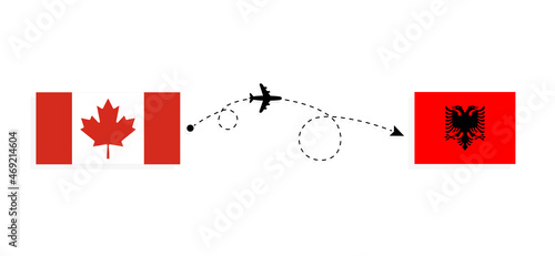 Flight and travel from Canada to Albania by passenger airplane Travel concept